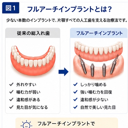 総入れ歯とフルアーチインプラントの比較